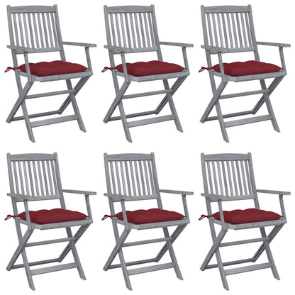 vidaXL Klappbare Gartenstühle 6 Stk. mit Kissen Massivholz Akazie