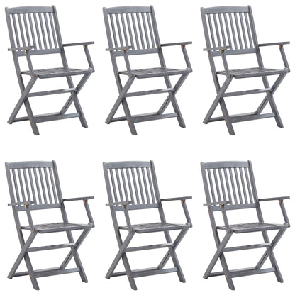 vidaXL Klappbare Gartenstühle 6 Stk. mit Kissen Massivholz Akazie
