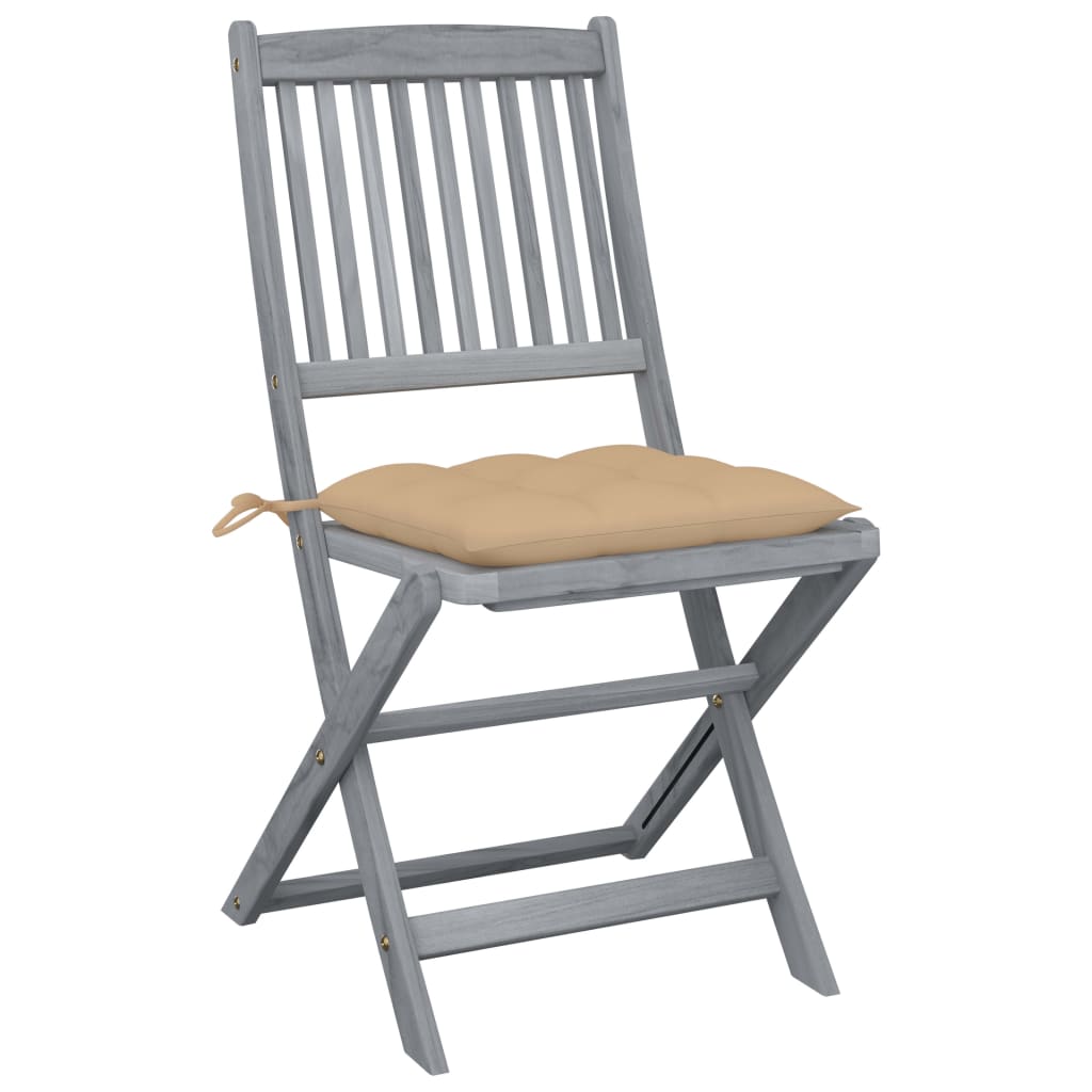 vidaXL Klappbare Gartenstühle 6 Stk. mit Kissen Massivholz Akazie