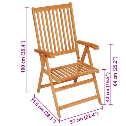 vidaXL Gartenstühle 6 Stk. Graue Karomuster-Kissen Massivholz Teak