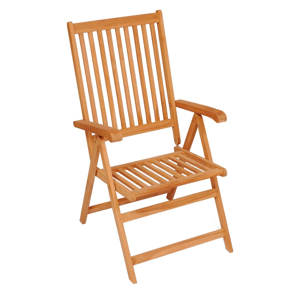 vidaXL Gartenstühle 6 Stk. Graue Karomuster-Kissen Massivholz Teak