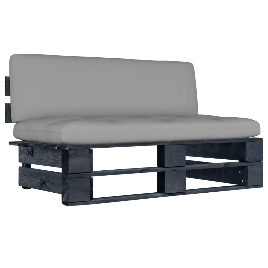 Garten-Paletten-Mittelsofa Schwarz Imprägniertes Kiefernholz