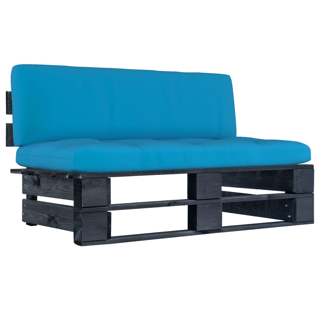vidaXL Garten-Mittelsofa aus Paletten Schwarz Kiefernholz Imprägniert