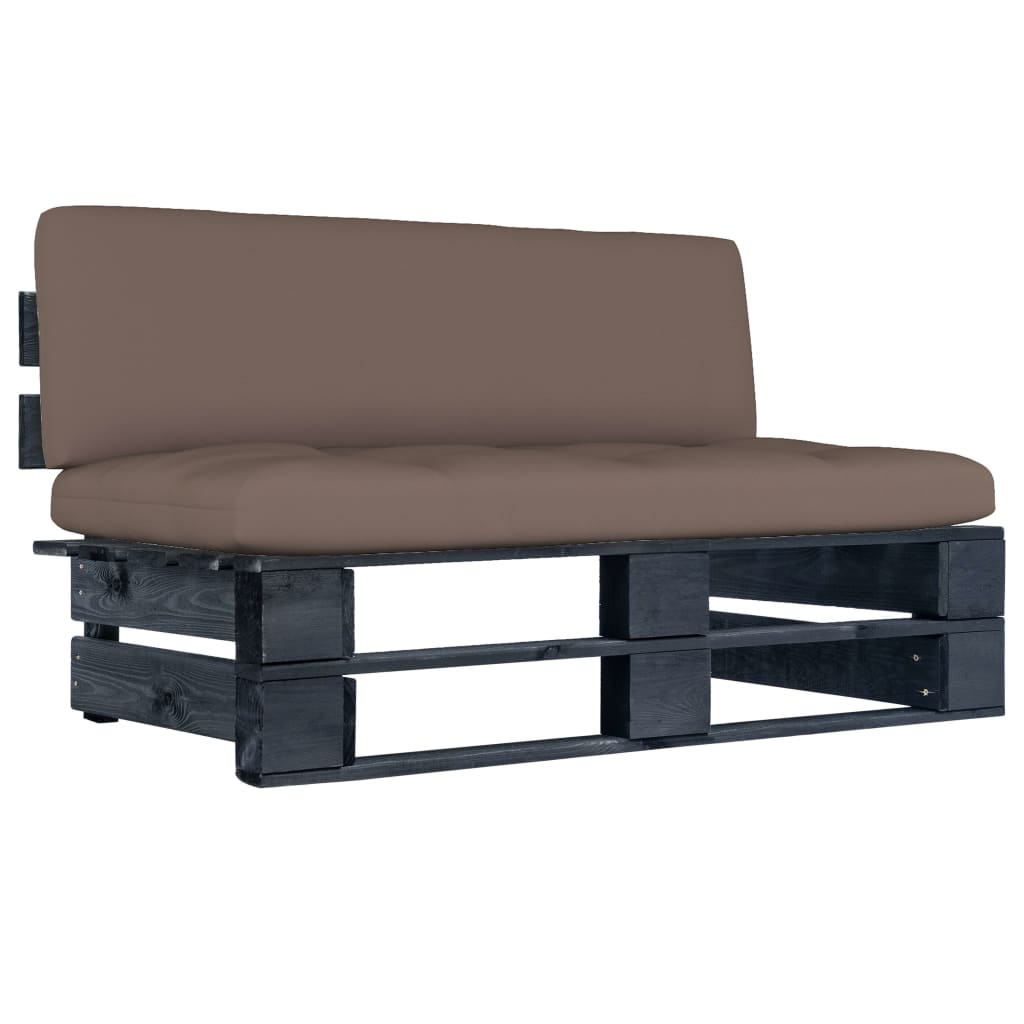 vidaXL Garten-Mittelsofa aus Paletten Schwarz Kiefernholz Imprägniert