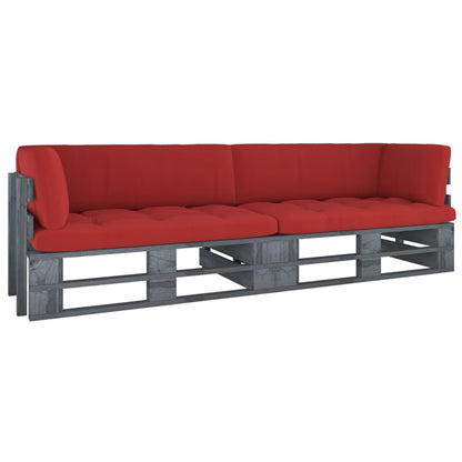vidaXL 2-Sitzer-Palettensofa mit Kissen Grau Imprägniertes Kiefernholz