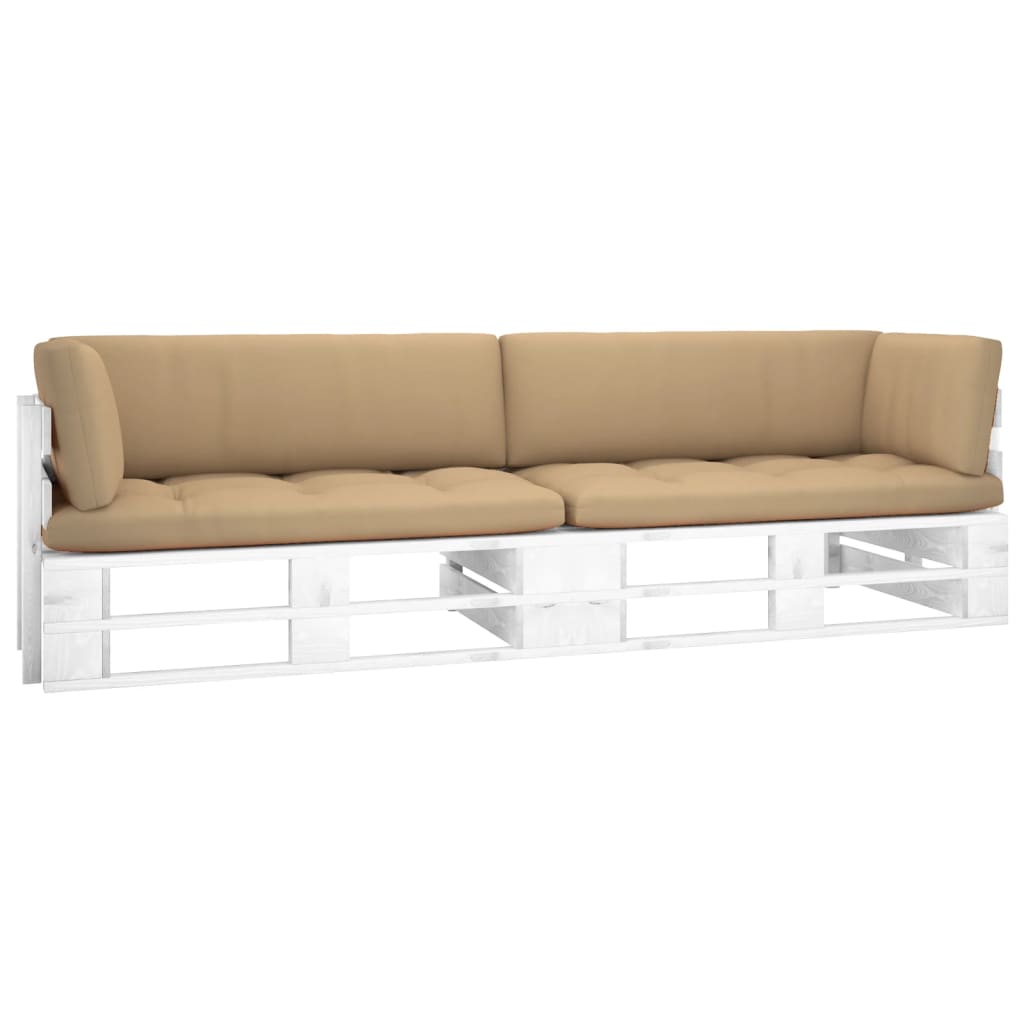 vidaXL 2-Sitzer-Palettensofa Weiß Imprägniertes Kiefernholz