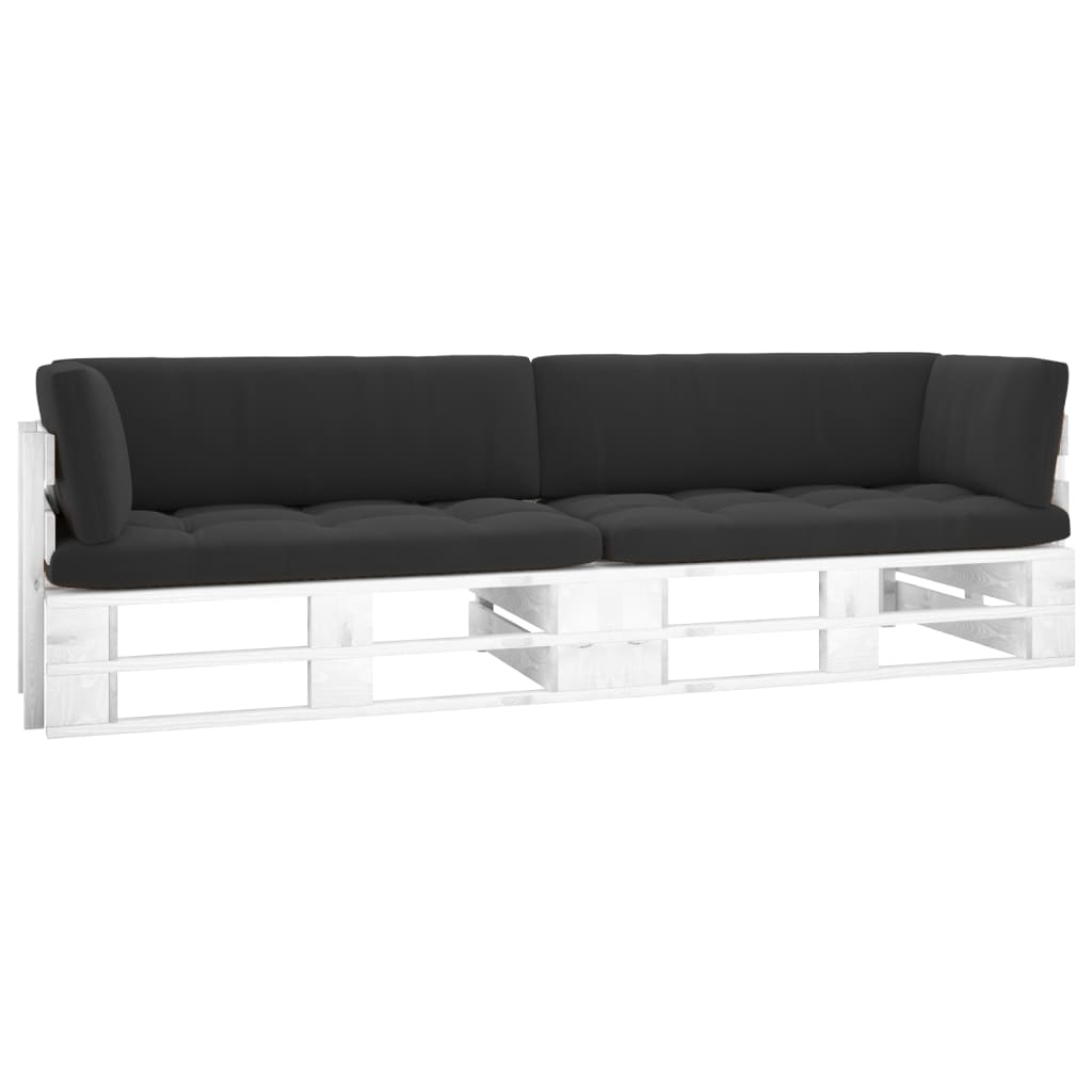 vidaXL 2-Sitzer-Palettensofa Weiß Imprägniertes Kiefernholz