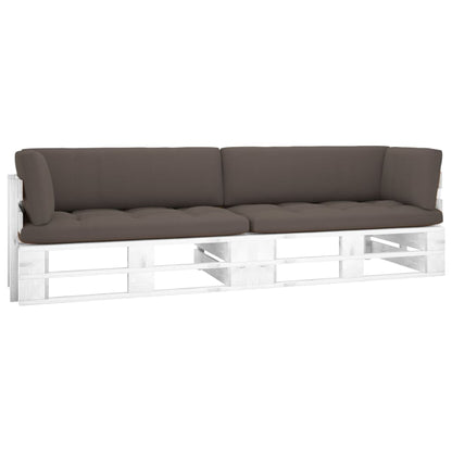 vidaXL 2-Sitzer-Palettensofa Weiß Imprägniertes Kiefernholz