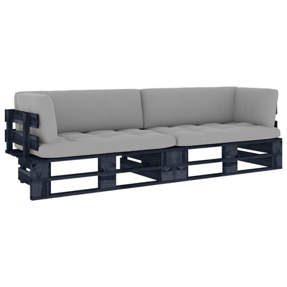 vidaXL 2-Sitzer-Palettensofa Schwarz Imprägniertes Kiefernholz