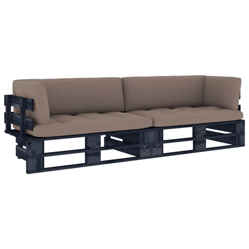 vidaXL 2-Sitzer-Palettensofa Schwarz Imprägniertes Kiefernholz