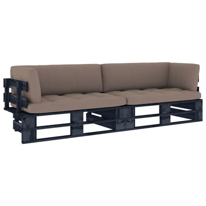 vidaXL 2-Sitzer-Palettensofa Schwarz Imprägniertes Kiefernholz