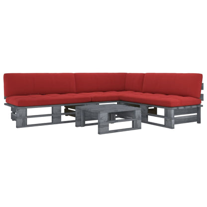 vidaXL 4-tlg. Paletten-Lounge-Set Grau Imprägniertes Kiefernholz