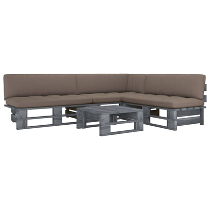 vidaXL 4-tlg. Paletten-Lounge-Set Grau Imprägniertes Kiefernholz