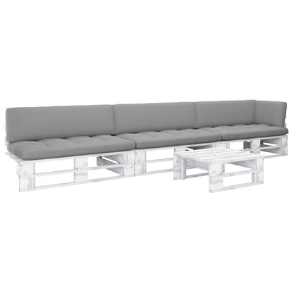 vidaXL 4-tlg. Paletten-Lounge-Set Weiß Imprägniertes Kiefernholz