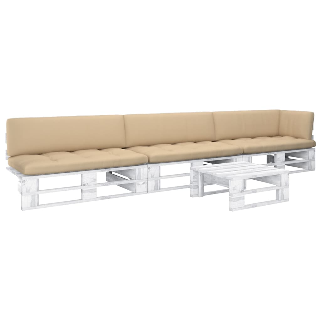 vidaXL 4-tlg. Paletten-Lounge-Set Weiß Imprägniertes Kiefernholz
