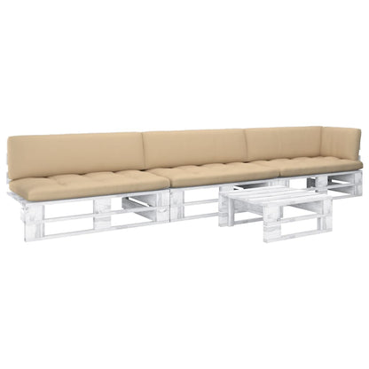 vidaXL 4-tlg. Paletten-Lounge-Set Weiß Imprägniertes Kiefernholz