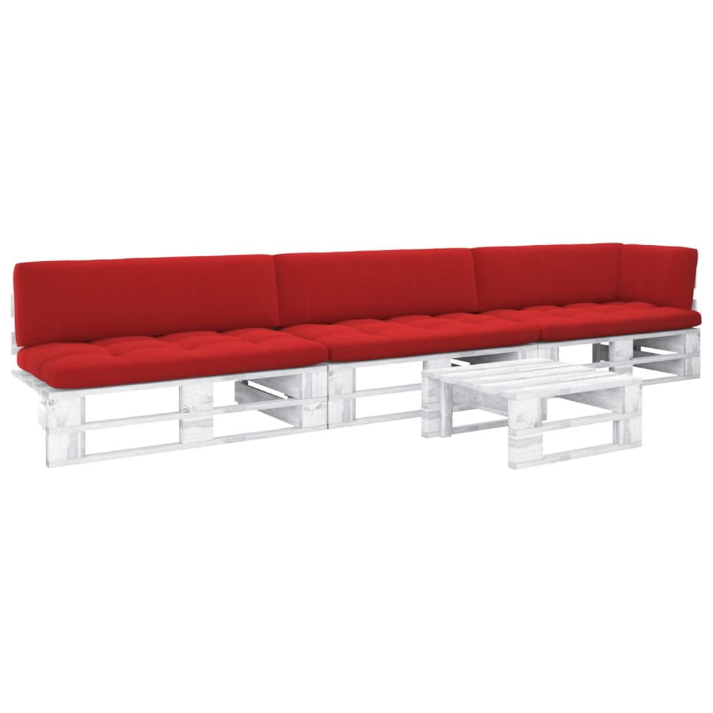 vidaXL 4-tlg. Paletten-Lounge-Set Weiß Imprägniertes Kiefernholz