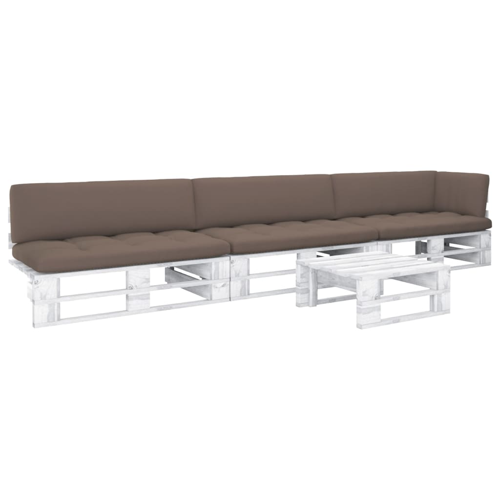 vidaXL 4-tlg. Paletten-Lounge-Set Weiß Imprägniertes Kiefernholz