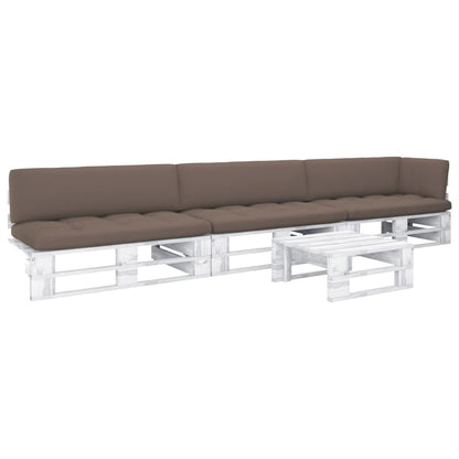 vidaXL 4-tlg. Paletten-Lounge-Set Weiß Imprägniertes Kiefernholz