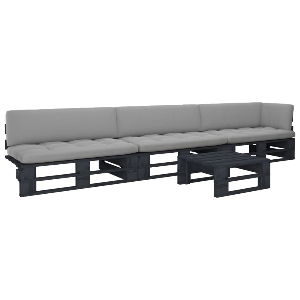 vidaXL 4-tlg. Paletten-Lounge-Set Schwarz Imprägniertes Kiefernholz