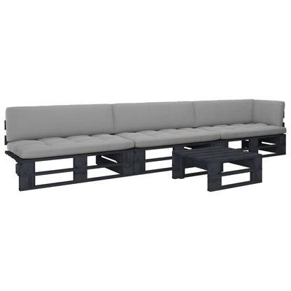 vidaXL 4-tlg. Paletten-Lounge-Set Schwarz Imprägniertes Kiefernholz