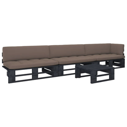 vidaXL 4-tlg. Paletten-Lounge-Set Schwarz Imprägniertes Kiefernholz