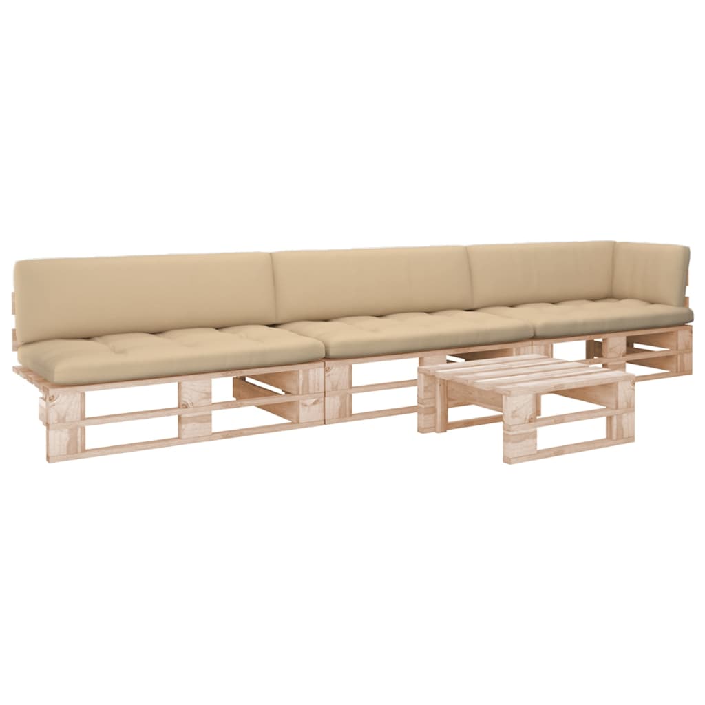 vidaXL 4-tlg. Paletten-Lounge-Set mit Kissen Imprägniertes Kiefernholz