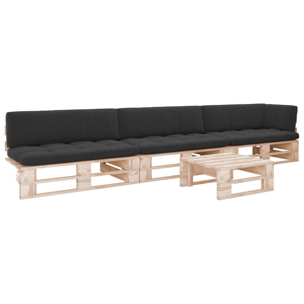 vidaXL 4-tlg. Paletten-Lounge-Set mit Kissen Imprägniertes Kiefernholz