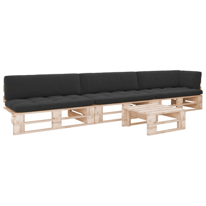 vidaXL 4-tlg. Paletten-Lounge-Set mit Kissen Imprägniertes Kiefernholz
