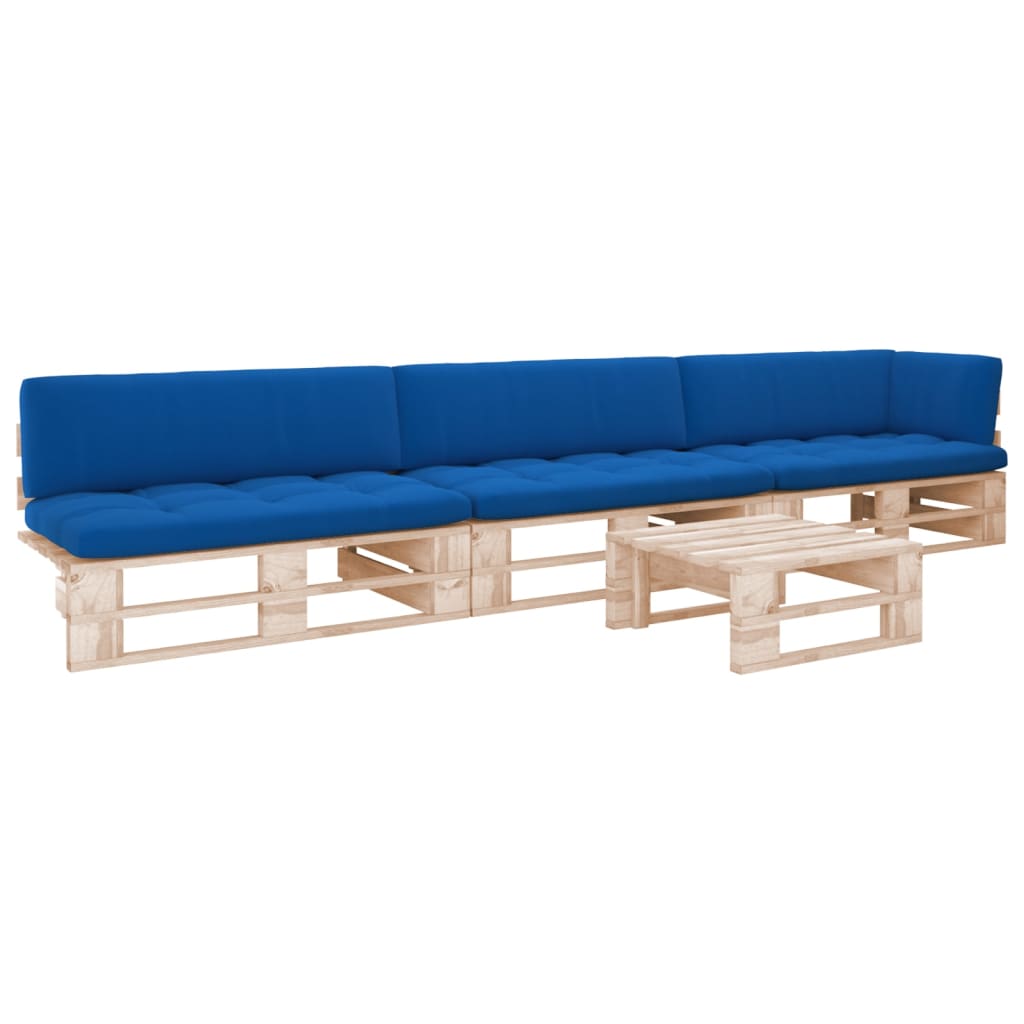 vidaXL 4-tlg. Paletten-Lounge-Set mit Kissen Imprägniertes Kiefernholz