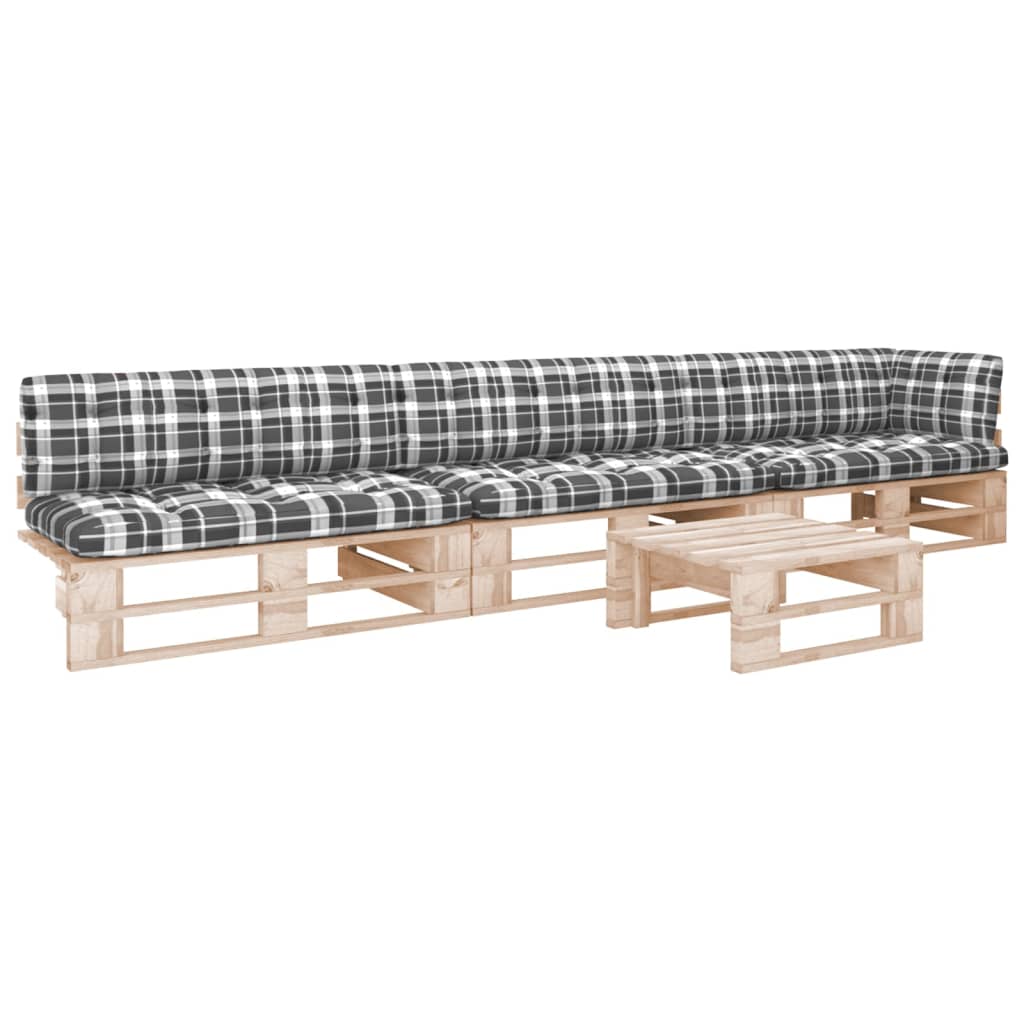 vidaXL Ensemble de salon de palettes 4 pcs avec coussins Bois de pin imprégné