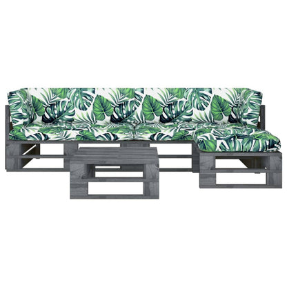 vidaXL 4-tlg. Paletten-Lounge-Set Grau Imprägniertes Kiefernholz