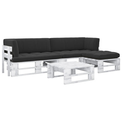 vidaXL 4-tlg. Paletten-Lounge-Set Weiß Imprägniertes Kiefernholz
