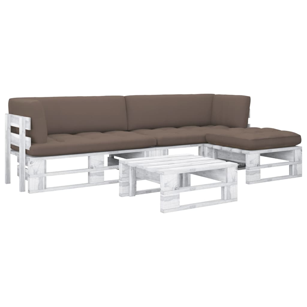 vidaXL 4-tlg. Paletten-Lounge-Set Weiß Imprägniertes Kiefernholz