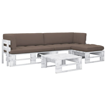 vidaXL 4-tlg. Paletten-Lounge-Set Weiß Imprägniertes Kiefernholz