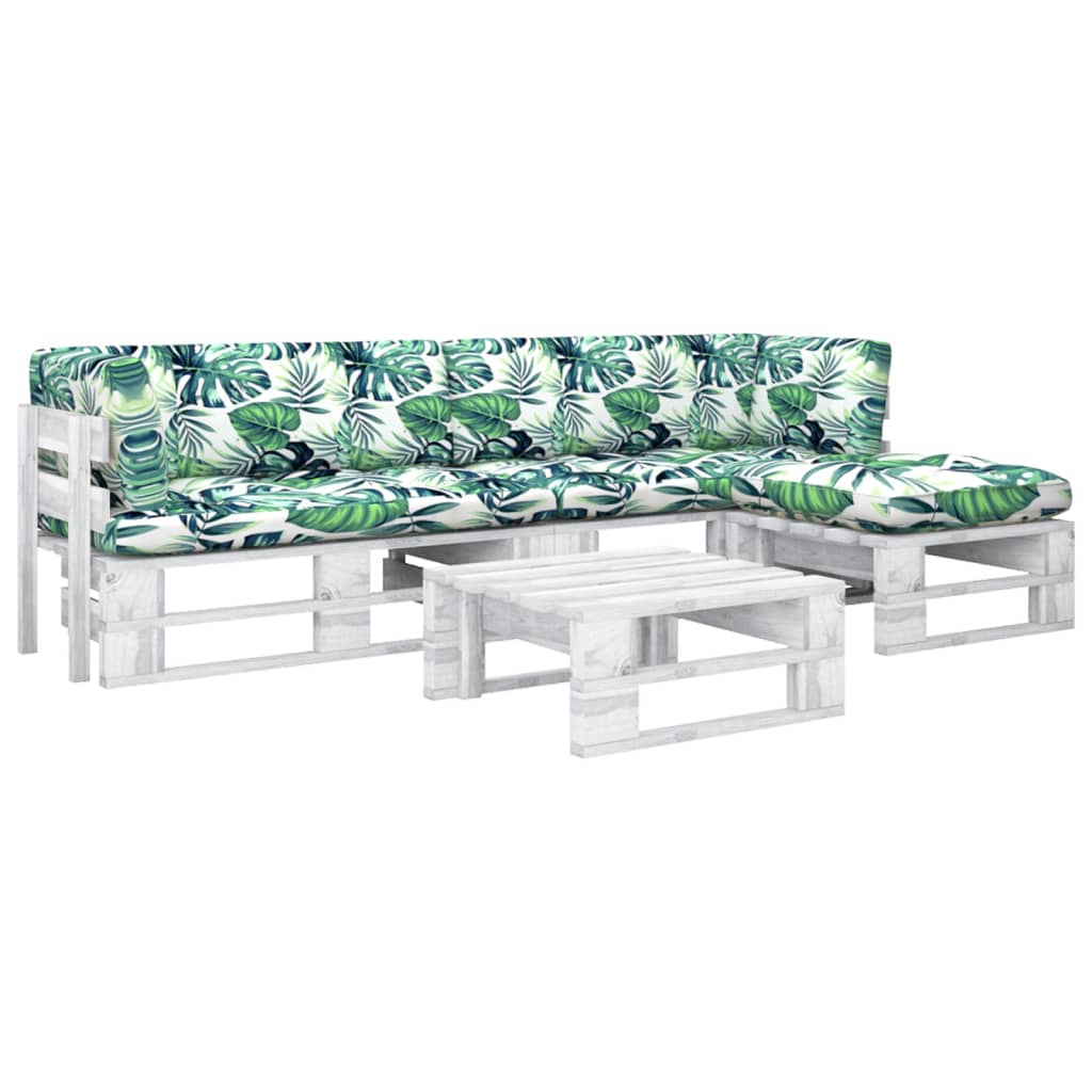 vidaXL 4-tlg. Paletten-Lounge-Set Weiß Imprägniertes Kiefernholz