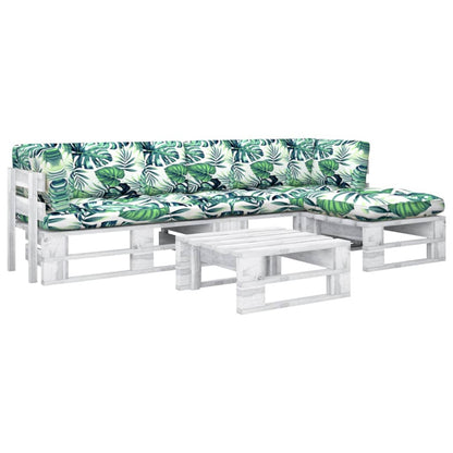 vidaXL 4-tlg. Paletten-Lounge-Set Weiß Imprägniertes Kiefernholz