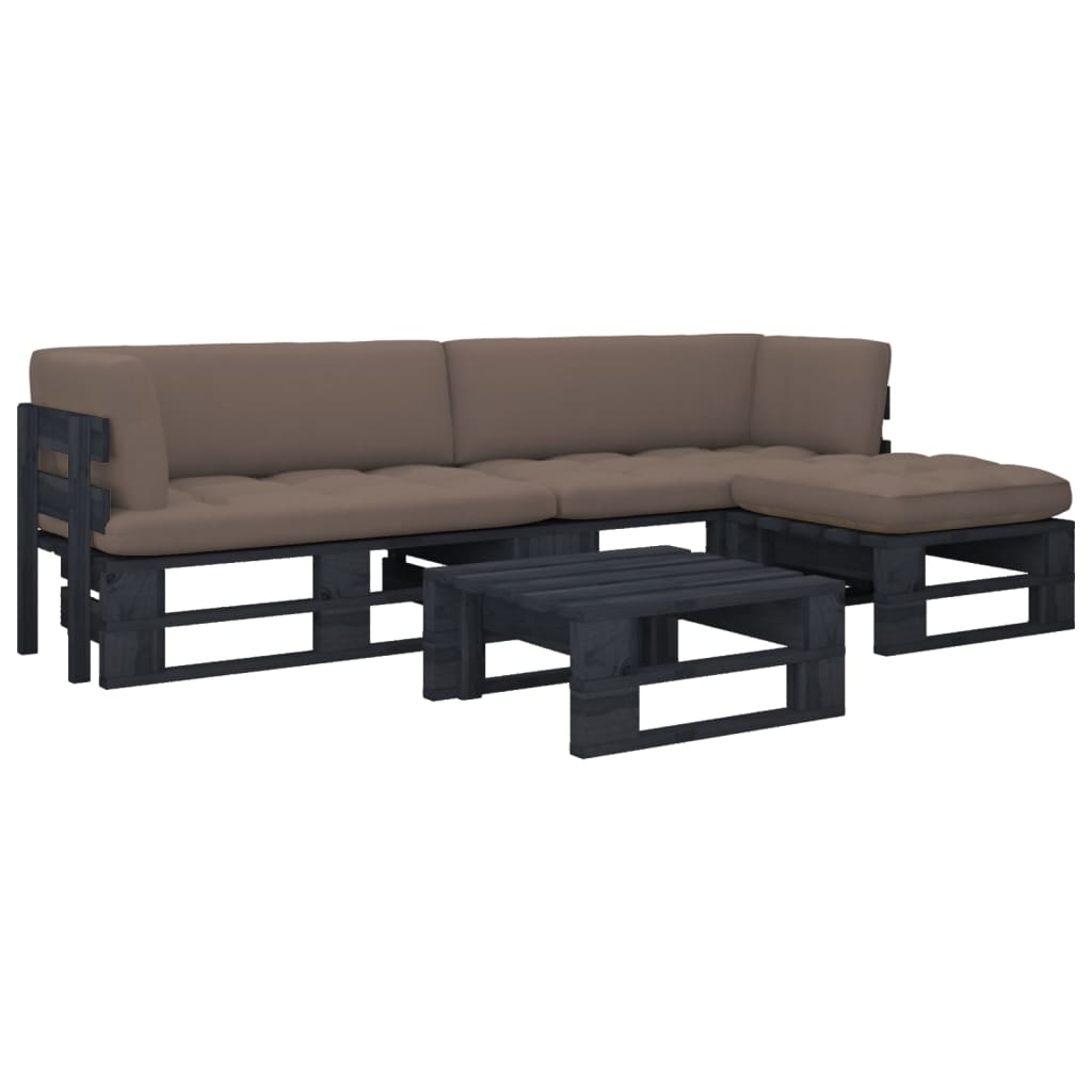 vidaXL 4-tlg. Paletten-Lounge-Set Schwarz Imprägniertes Kiefernholz