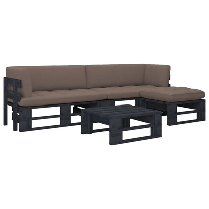 vidaXL 4-tlg. Paletten-Lounge-Set Schwarz Imprägniertes Kiefernholz