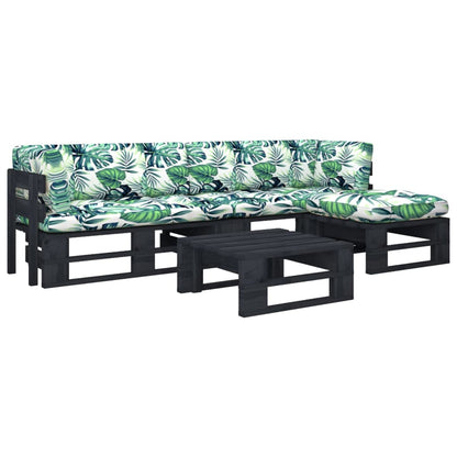vidaXL 4-tlg. Paletten-Lounge-Set Schwarz Imprägniertes Kiefernholz