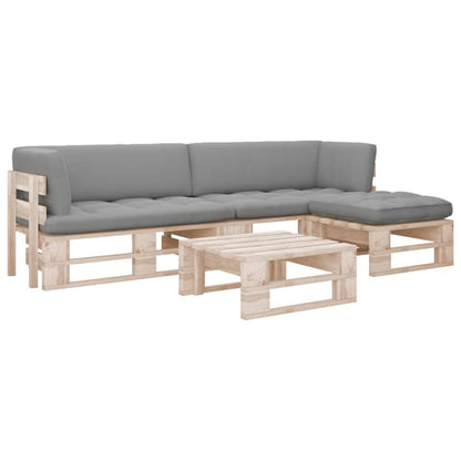 vidaXL Ensemble de salon de palettes 4 pcs avec coussins Bois de pin imprégné