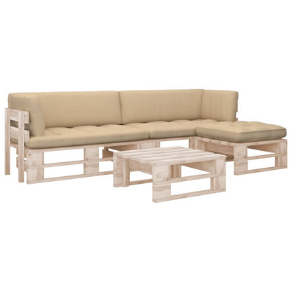 vidaXL 4-tlg. Paletten-Lounge-Set mit Kissen Imprägniertes Kiefernholz