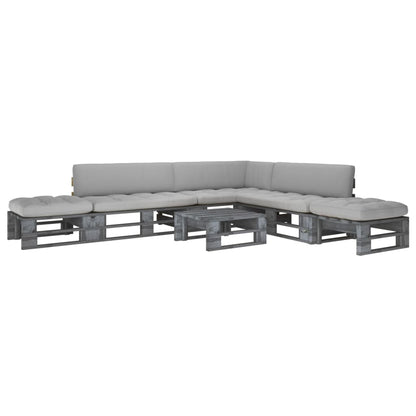 vidaXL 6-tlg. Paletten-Lounge-Set Grau Imprägniertes Kiefernholz