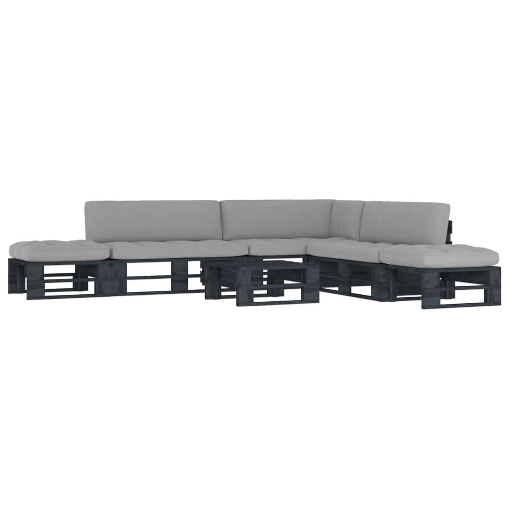 vidaXL 6-tlg. Paletten-Lounge-Set Schwarz Imprägniertes Kiefernholz