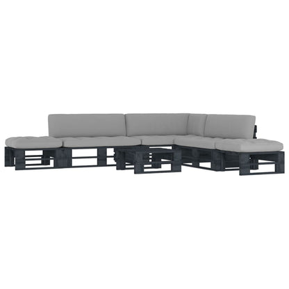 vidaXL 6-tlg. Paletten-Lounge-Set Schwarz Imprägniertes Kiefernholz