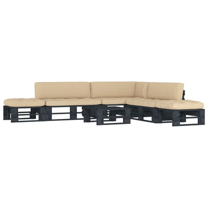 vidaXL 6-tlg. Paletten-Lounge-Set Schwarz Imprägniertes Kiefernholz