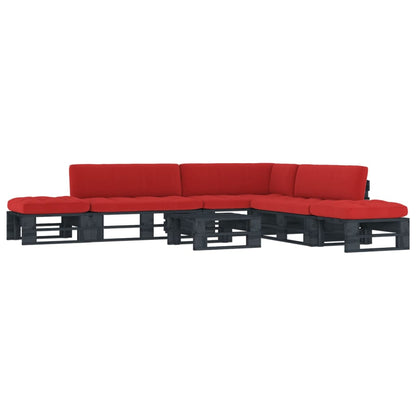 vidaXL 6-tlg. Paletten-Lounge-Set Schwarz Imprägniertes Kiefernholz