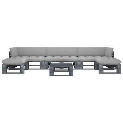 vidaXL 6-tlg. Paletten-Lounge-Set Grau Imprägniertes Kiefernholz