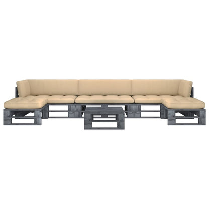vidaXL 6-tlg. Paletten-Lounge-Set Grau Imprägniertes Kiefernholz