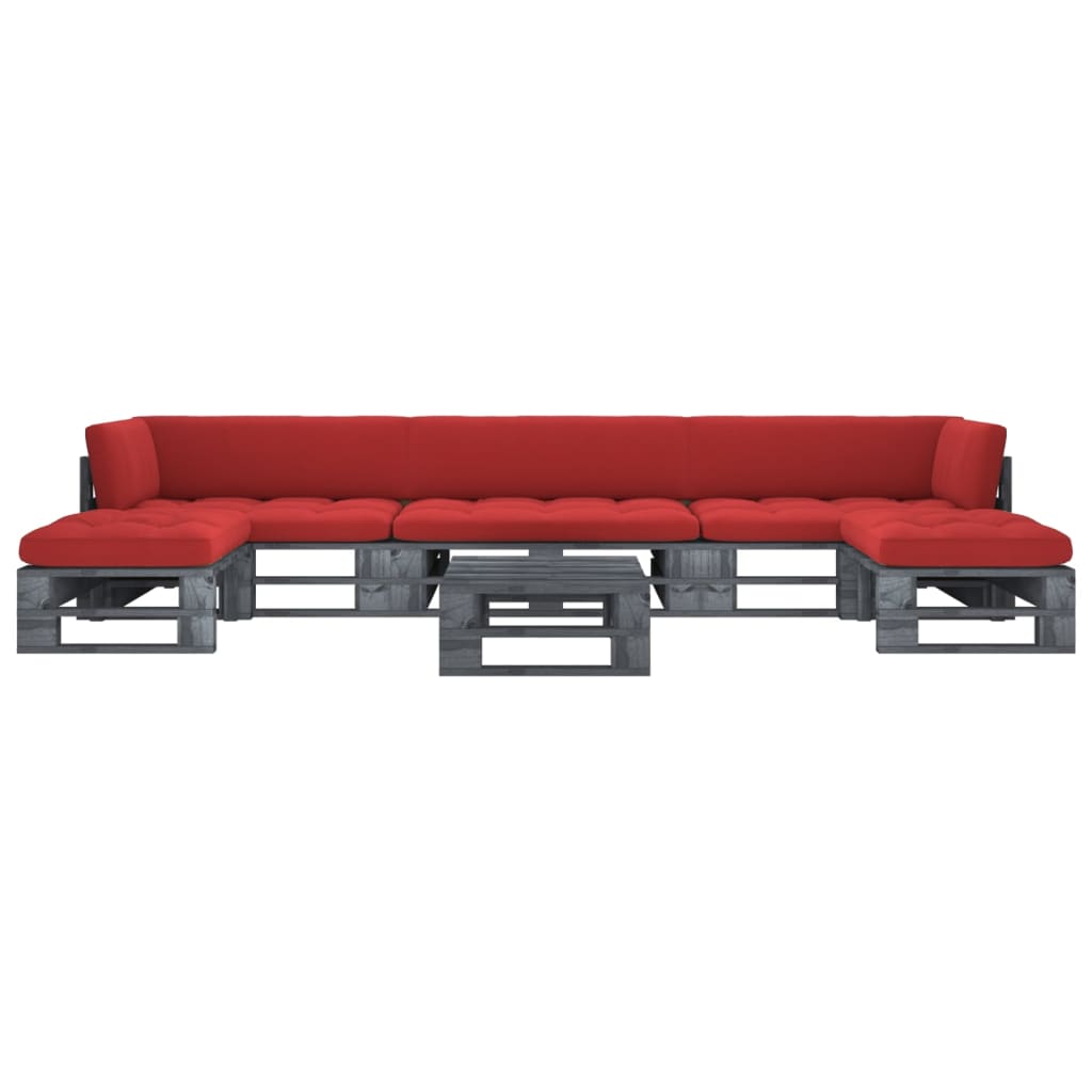 vidaXL 6-tlg. Paletten-Lounge-Set Grau Imprägniertes Kiefernholz